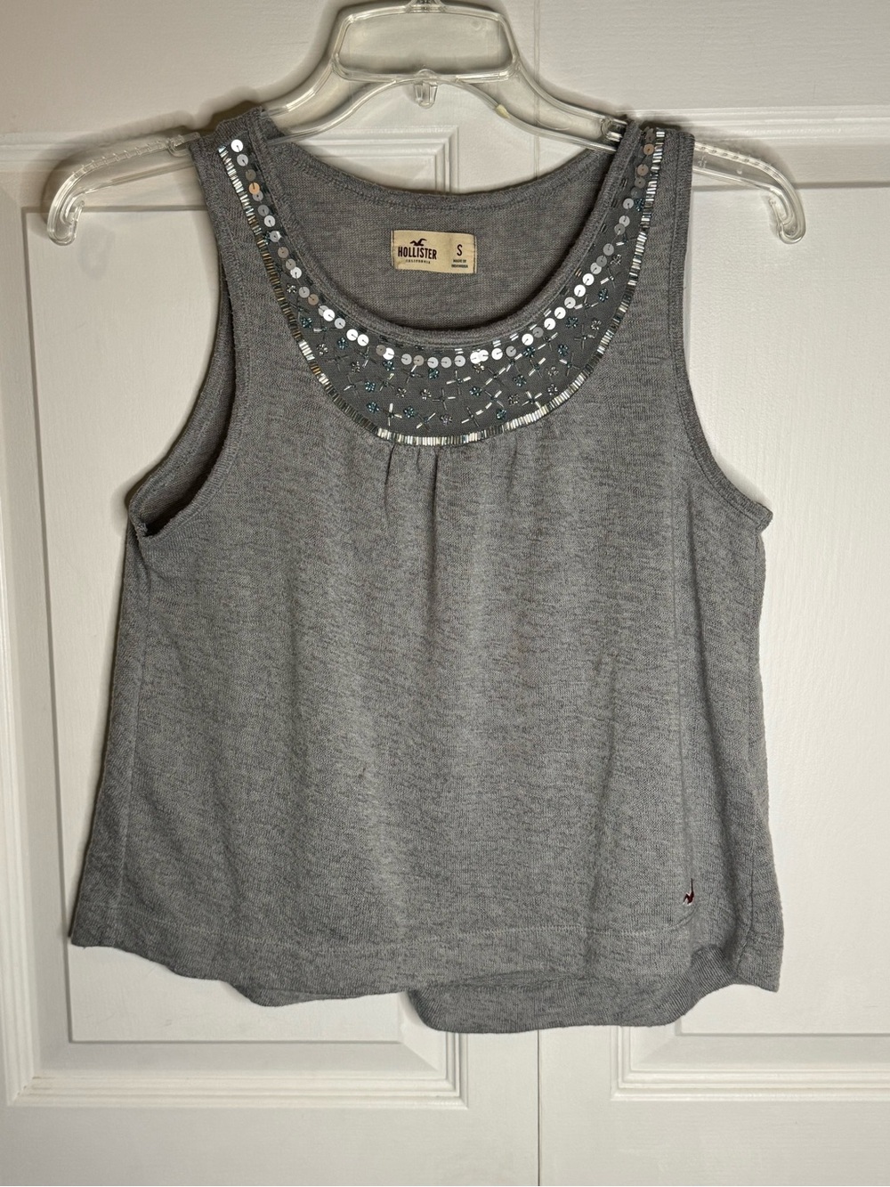 Hollister Gray Sequin Scoop Neck Tank Top
